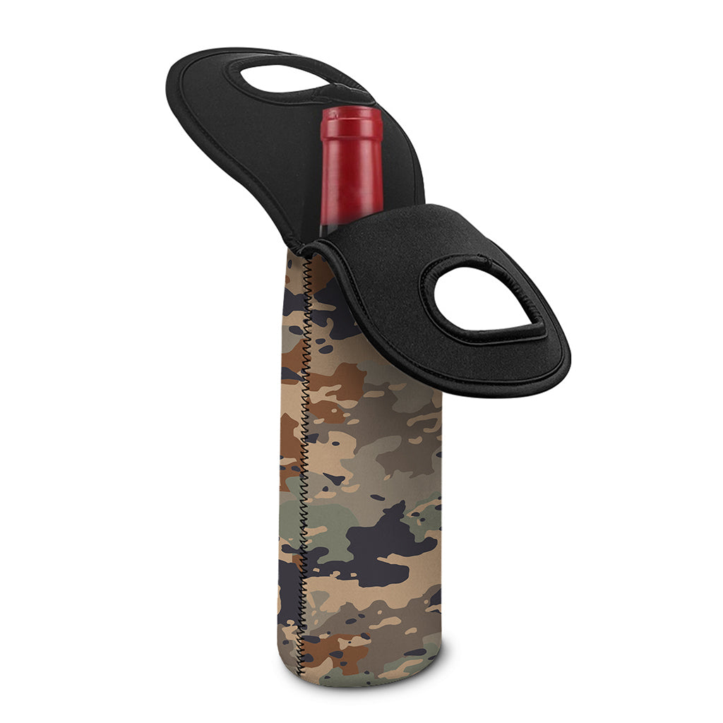 Desert Camouflage Print Single Neoprene Wine Tote
