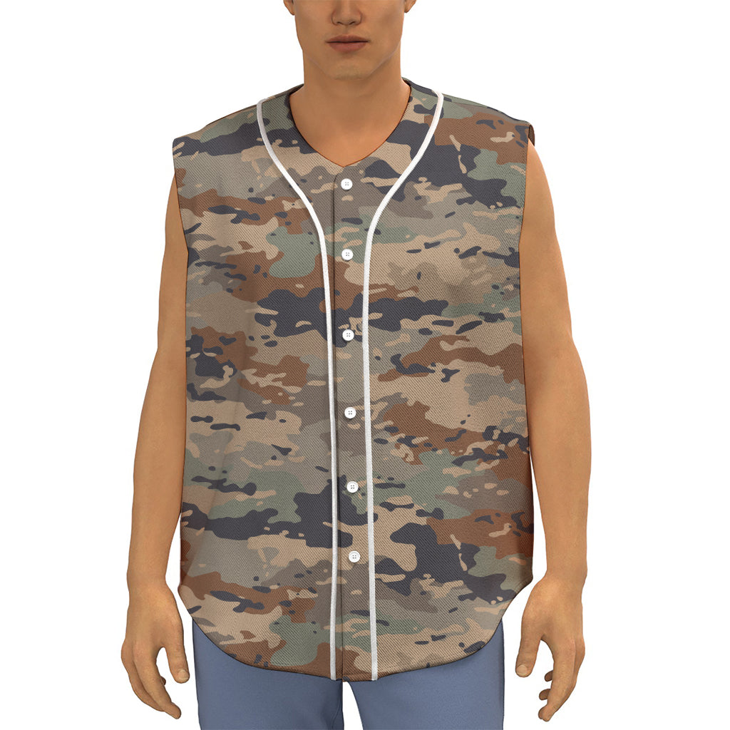Desert Camouflage Print Sleeveless Baseball Jersey