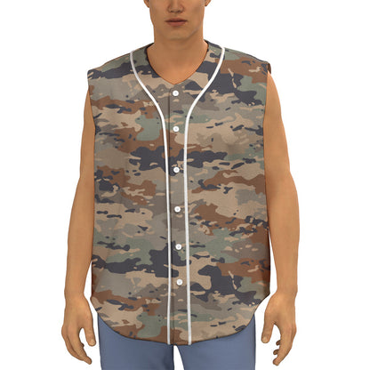 Desert Camouflage Print Sleeveless Baseball Jersey
