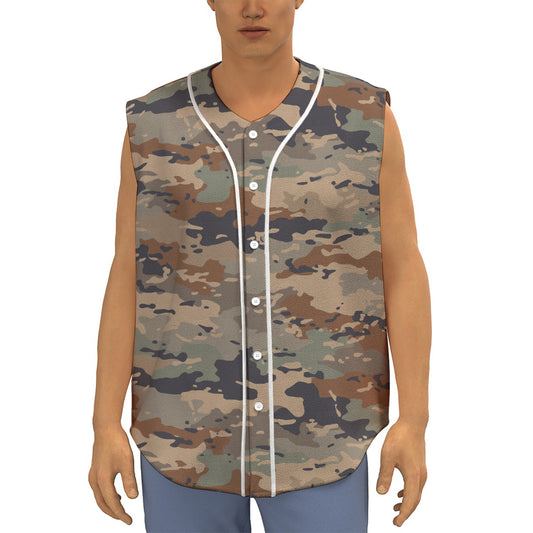 Desert Camouflage Print Sleeveless Baseball Jersey