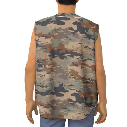 Desert Camouflage Print Sleeveless Baseball Jersey