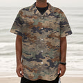 Desert Camouflage Print Textured Short Sleeve Shirt