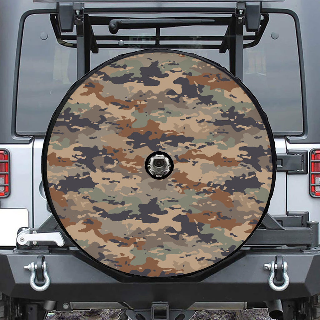 Desert Camouflage Print Tire Cover With Camera Hole