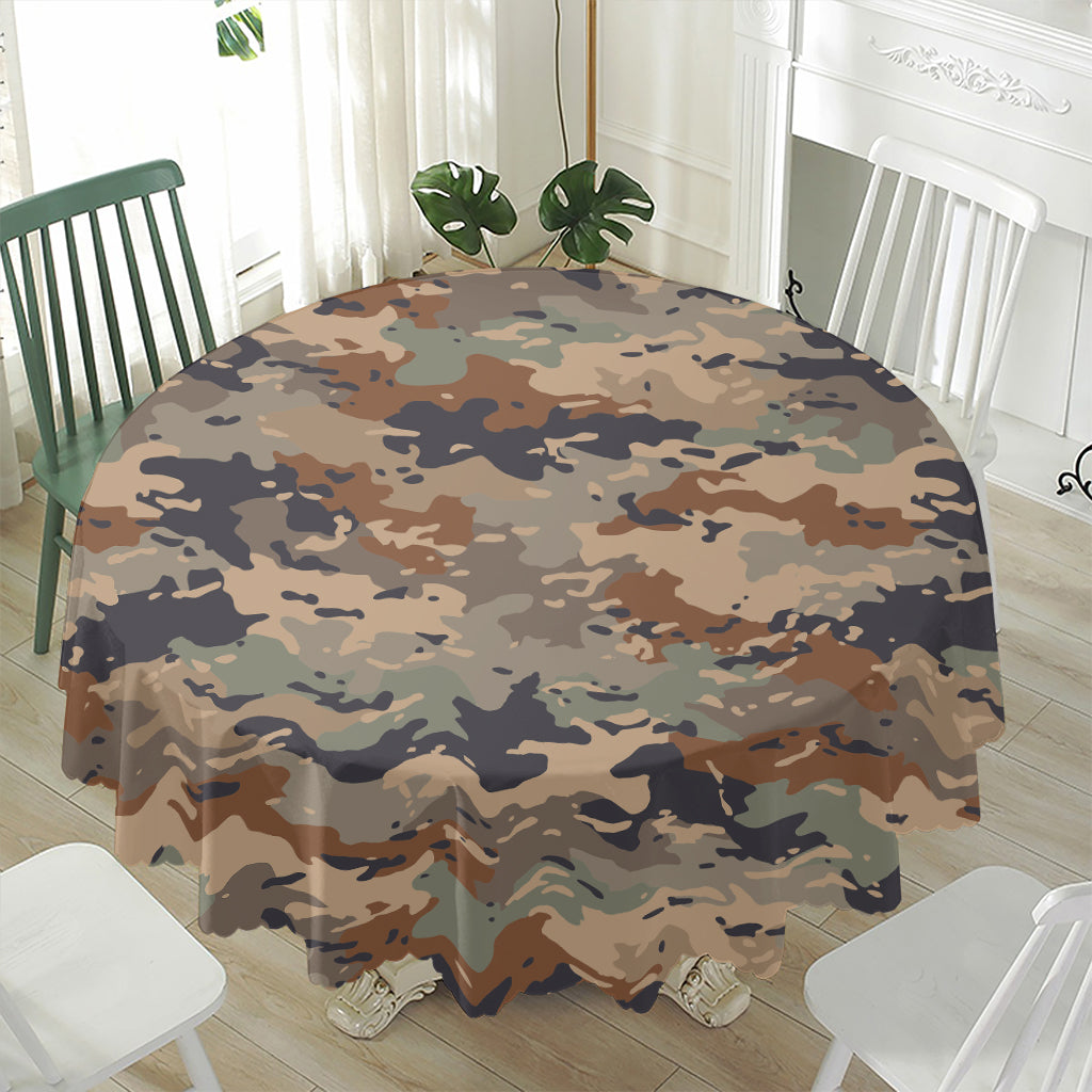 Desert Camouflage Print Waterproof Round Tablecloth