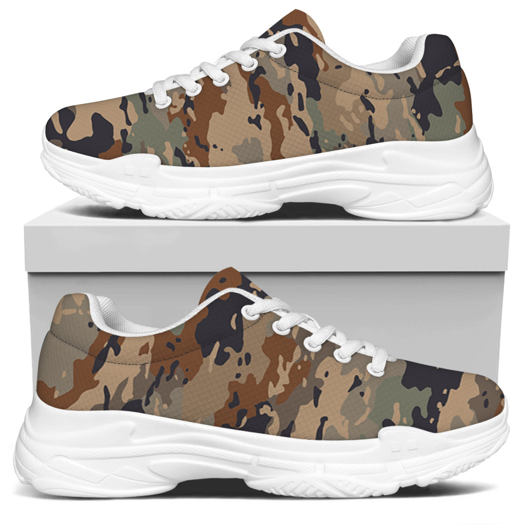 Desert Camouflage Print White Chunky Shoes