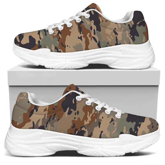 Desert Camouflage Print White Chunky Shoes