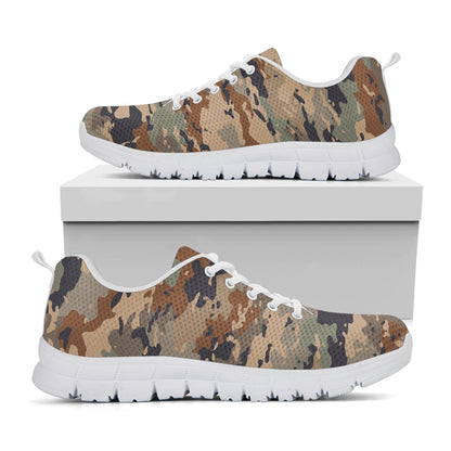Desert Camouflage Print White Running Shoes