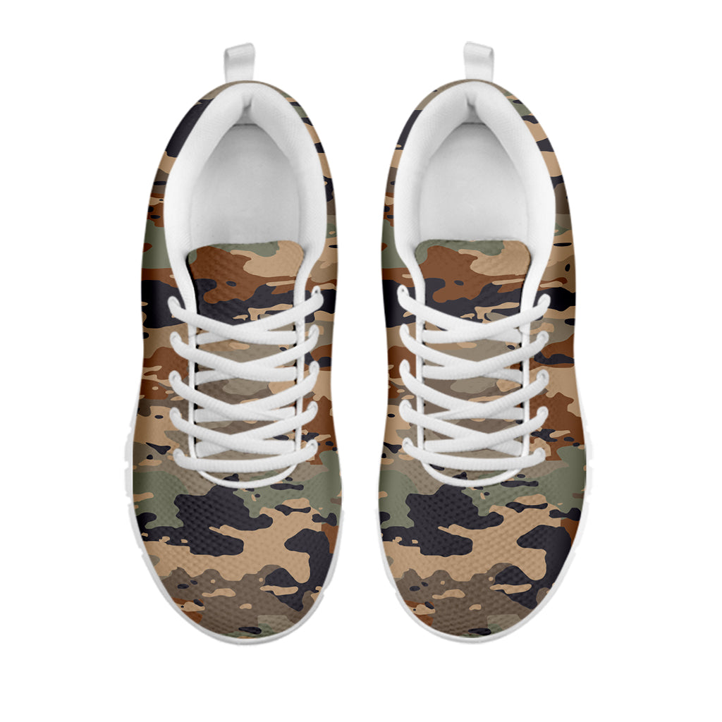 Desert Camouflage Print White Running Shoes
