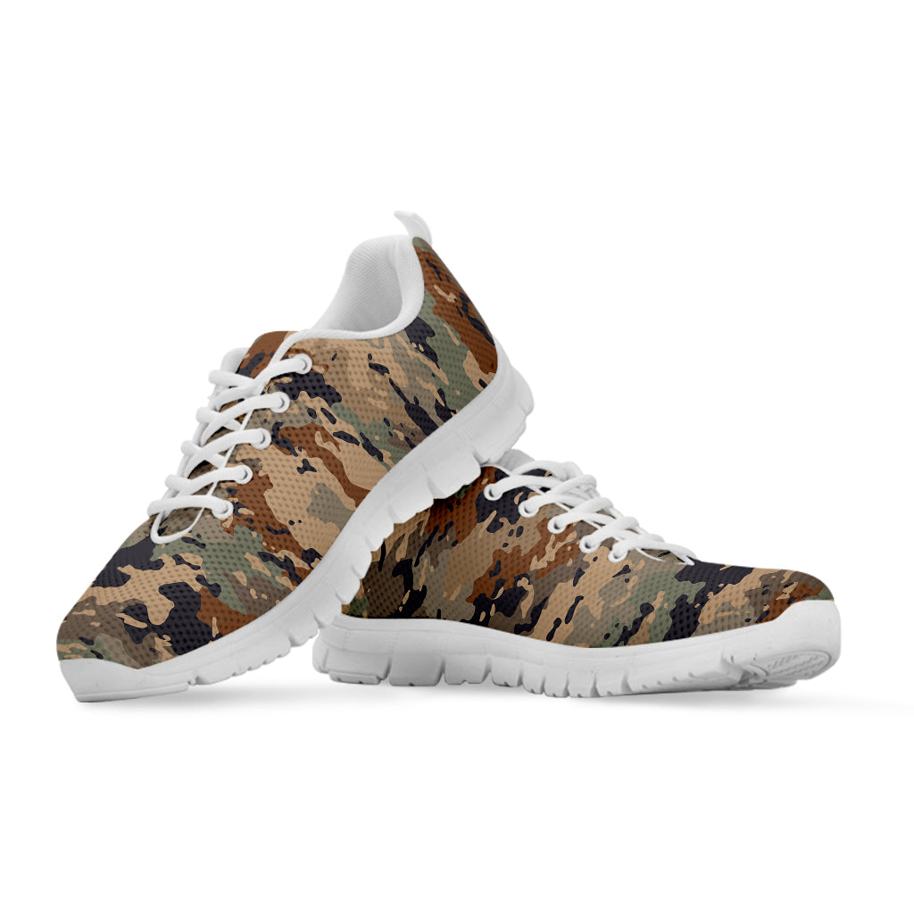 Desert Camouflage Print White Running Shoes