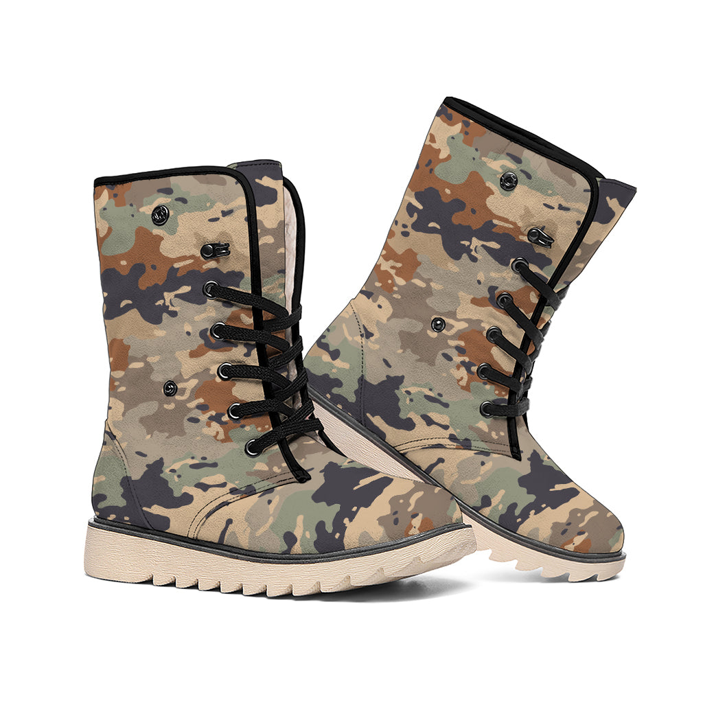 Desert Camouflage Print Winter Boots