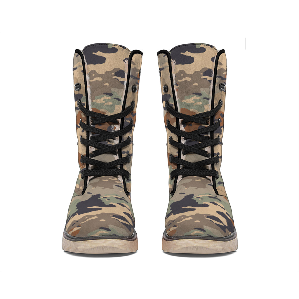 Desert Camouflage Print Winter Boots