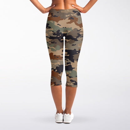 Desert Camouflage Print Women's Capri Leggings