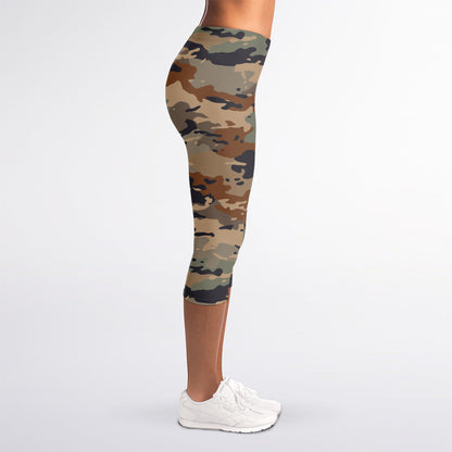 Desert Camouflage Print Women's Capri Leggings