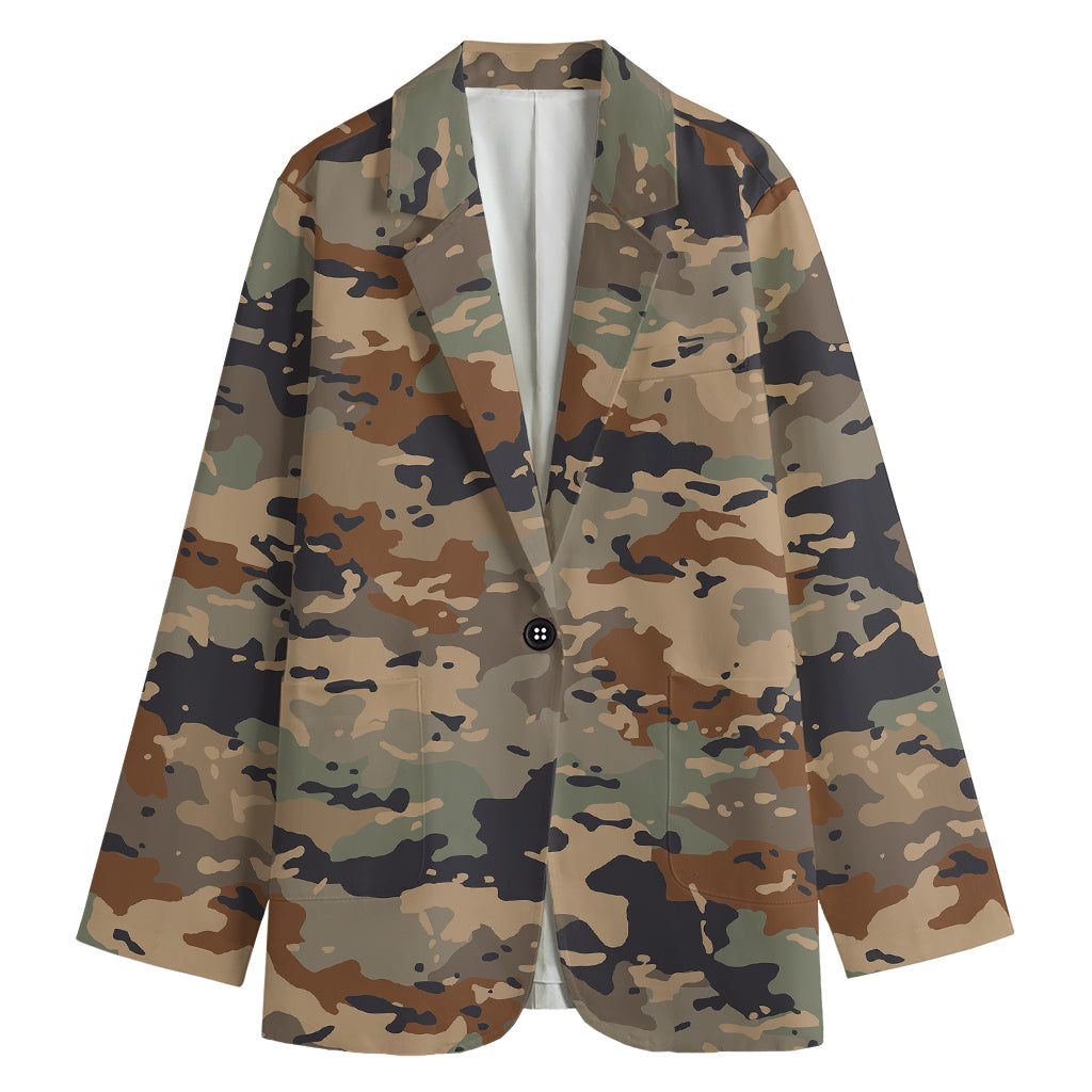 Desert Camouflage Print Women's Cotton Blazer