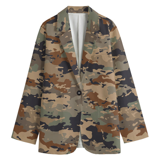 Desert Camouflage Print Women's Cotton Blazer