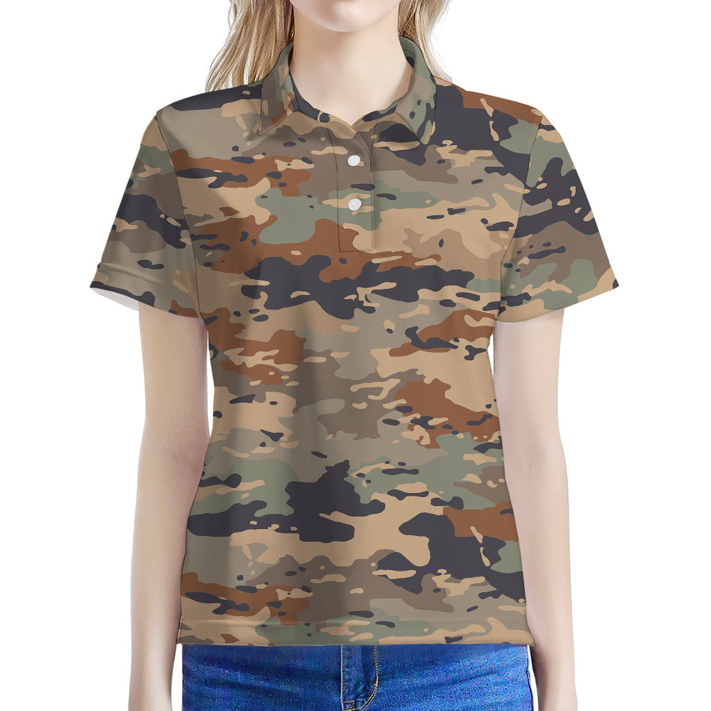Desert Camouflage Print Women's Polo Shirt