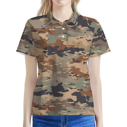 Desert Camouflage Print Women's Polo Shirt