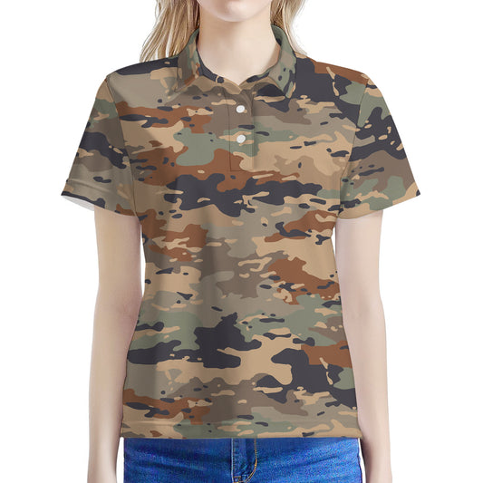 Desert Camouflage Print Women's Polo Shirt
