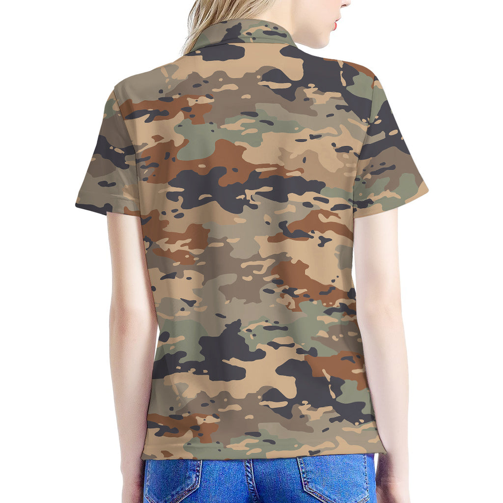 Desert Camouflage Print Women's Polo Shirt