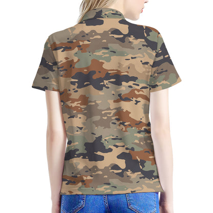 Desert Camouflage Print Women's Polo Shirt