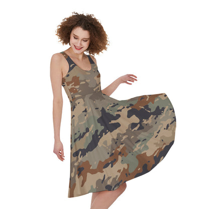Desert Camouflage Print Women's Sleeveless Dress