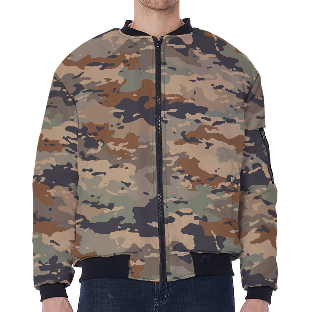 Desert Camouflage Print Zip Sleeve Bomber Jacket