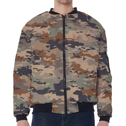 Desert Camouflage Print Zip Sleeve Bomber Jacket