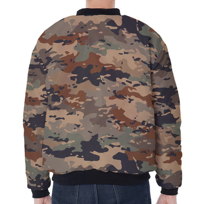 Desert Camouflage Print Zip Sleeve Bomber Jacket