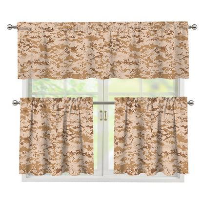 Desert Digital Camo Pattern Print 3 Piece Kitchen Curtains
