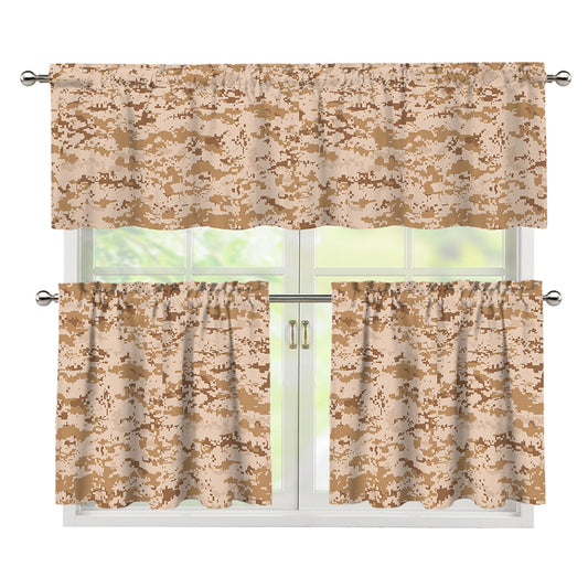 Desert Digital Camo Pattern Print 3 Piece Kitchen Curtains