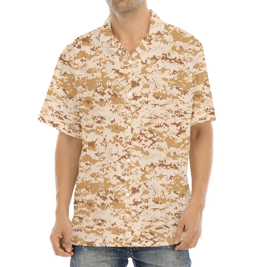 Desert Digital Camo Pattern Print Aloha Shirt