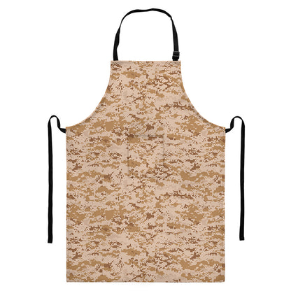 Desert Digital Camo Pattern Print Bib Apron With Pocket