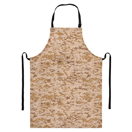 Desert Digital Camo Pattern Print Bib Apron With Pocket