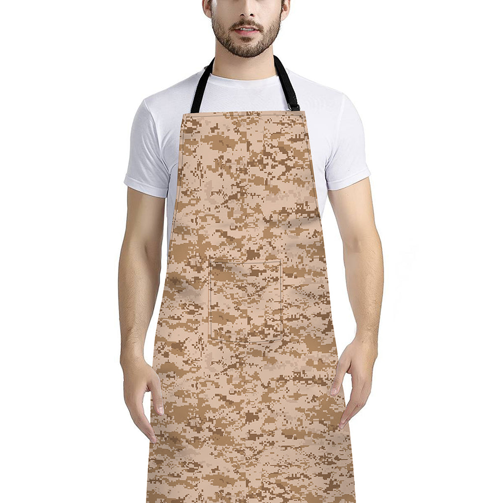 Desert Digital Camo Pattern Print Bib Apron With Pocket