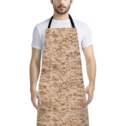 Desert Digital Camo Pattern Print Bib Apron With Pocket