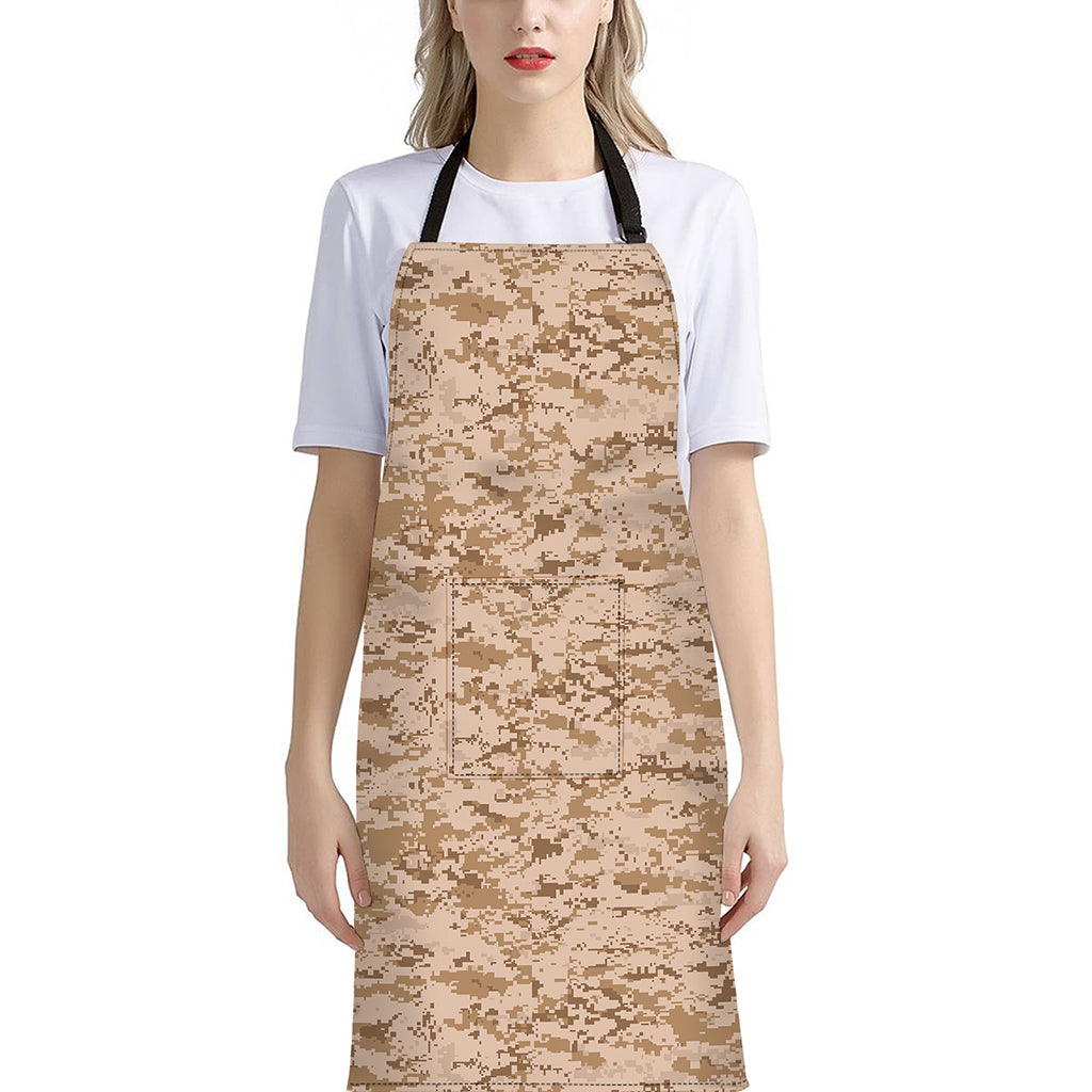 Desert Digital Camo Pattern Print Bib Apron With Pocket