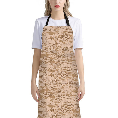 Desert Digital Camo Pattern Print Bib Apron With Pocket