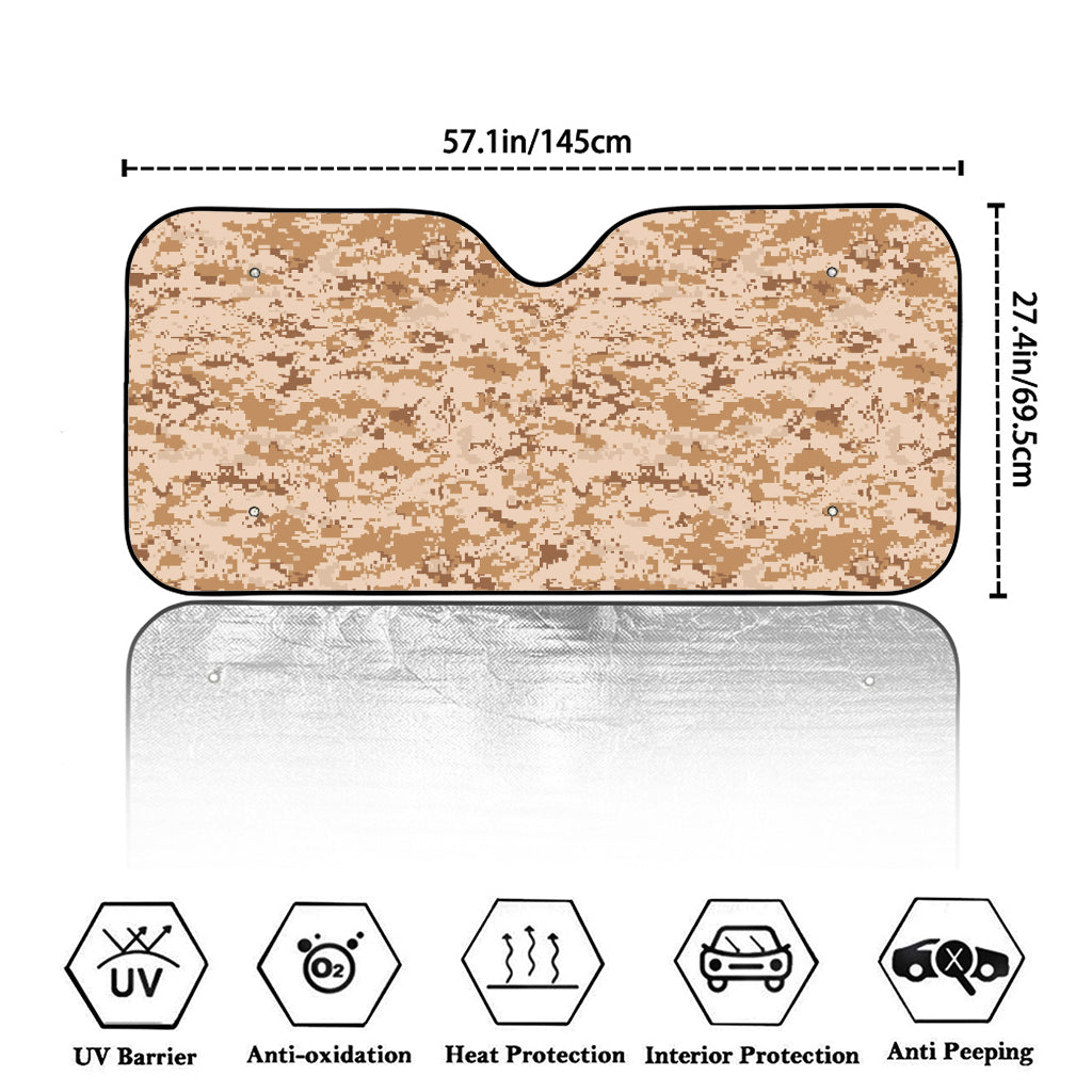 Desert Digital Camo Pattern Print Car Windshield Sun Shade
