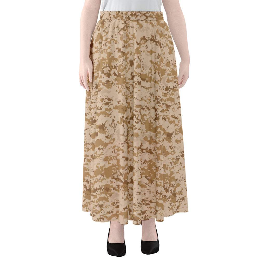 Desert Digital Camo Pattern Print Chiffon Maxi Skirt