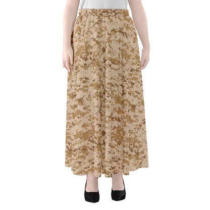 Desert Digital Camo Pattern Print Chiffon Maxi Skirt