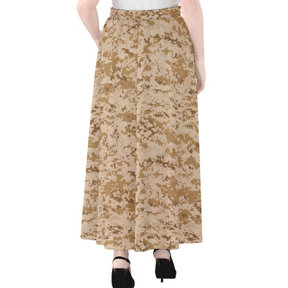 Desert Digital Camo Pattern Print Chiffon Maxi Skirt