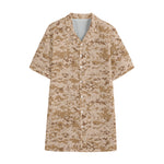 Desert Digital Camo Pattern Print Cotton Hawaiian Shirt