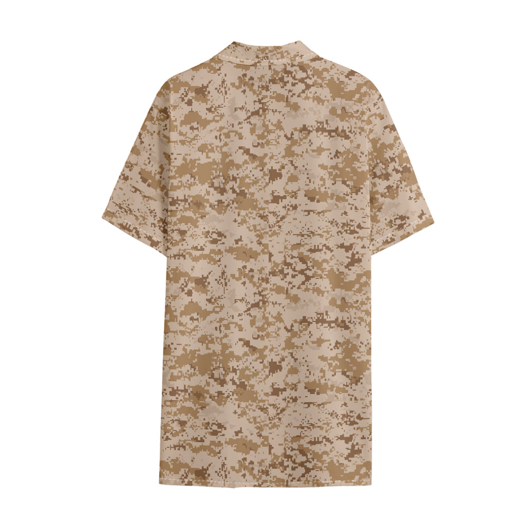 Desert Digital Camo Pattern Print Cotton Hawaiian Shirt