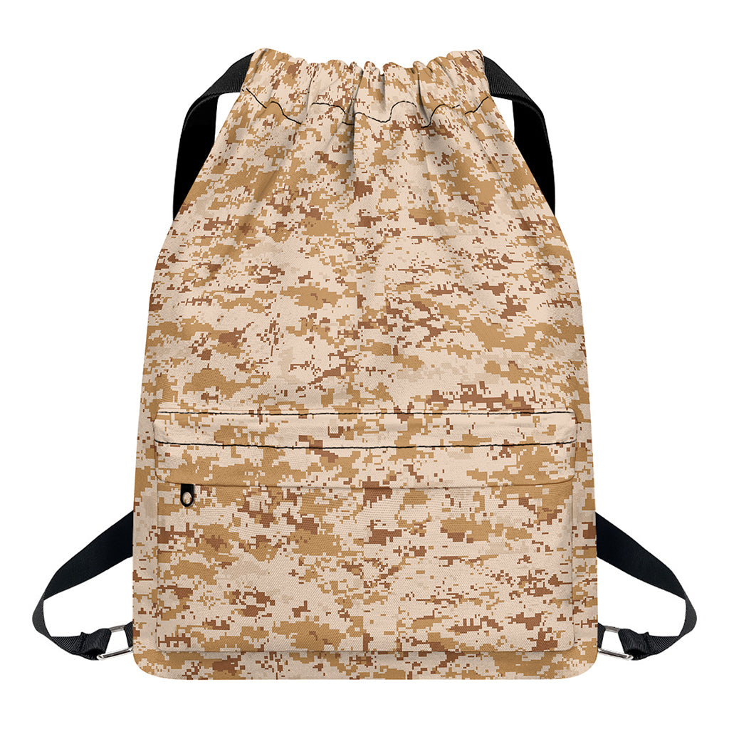 Desert Digital Camo Pattern Print Drawstring Backpack