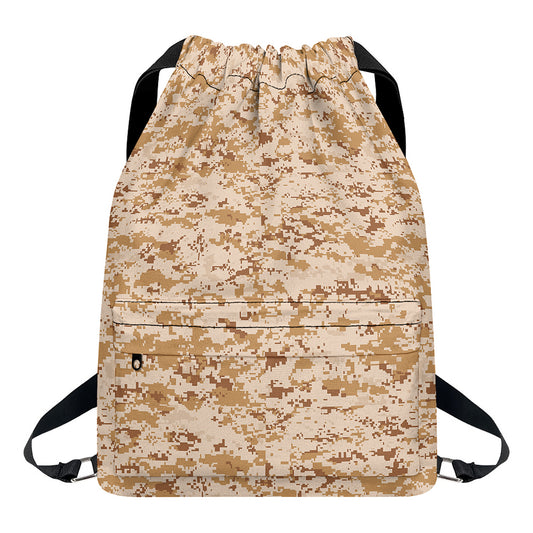 Desert Digital Camo Pattern Print Drawstring Backpack