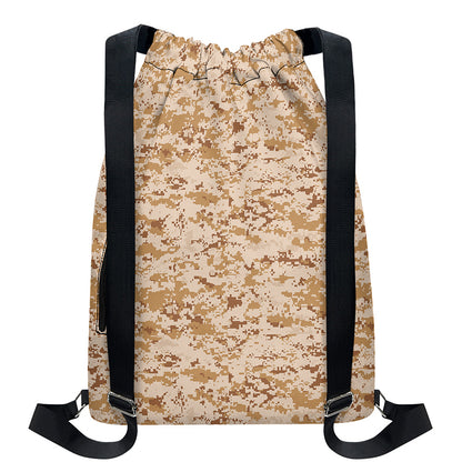 Desert Digital Camo Pattern Print Drawstring Backpack