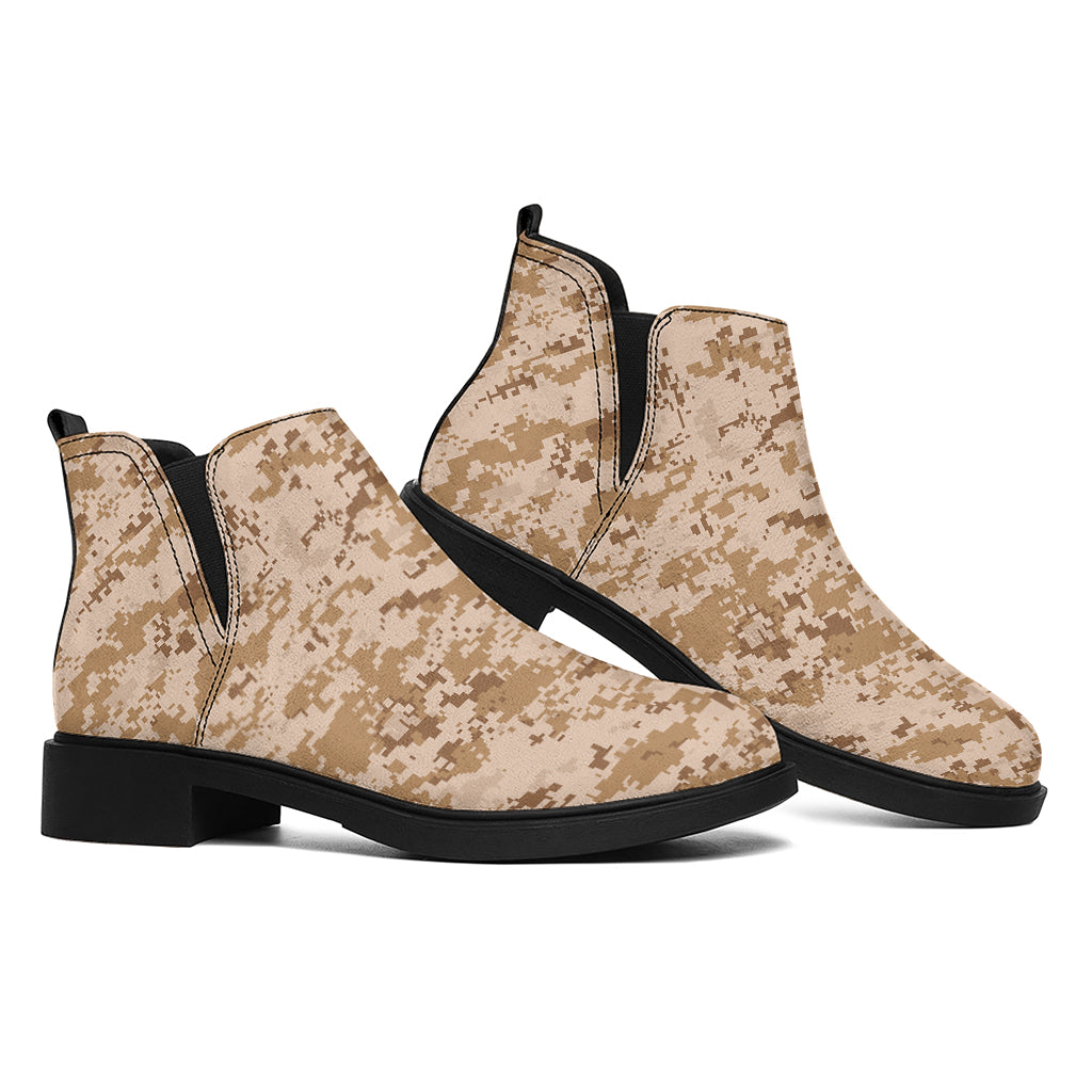 Desert Digital Camo Pattern Print Flat Ankle Boots