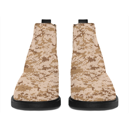 Desert Digital Camo Pattern Print Flat Ankle Boots