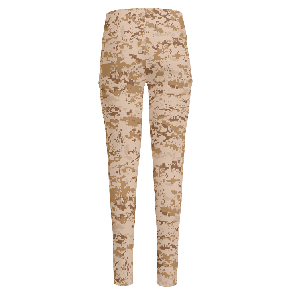 Desert Digital Camo Pattern Print High-Waisted Pocket Leggings