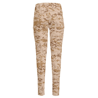 Desert Digital Camo Pattern Print High-Waisted Pocket Leggings